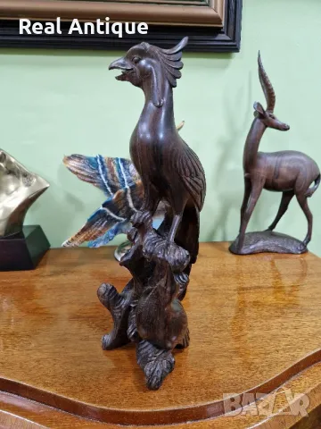 Прекрасна голяма антикварна колекционерска дървена фигура статуетка композиция , снимка 6 - Статуетки - 49010549