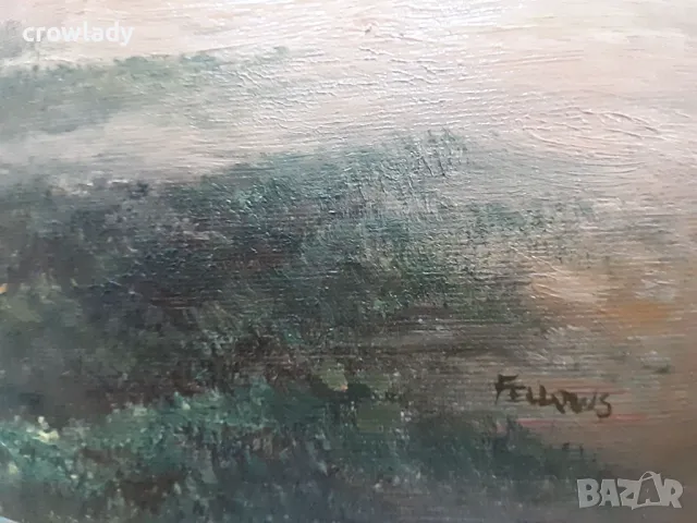 Красива картина Пасторален пейзаж от Fellows с маслени бои , снимка 6 - Картини - 48377276