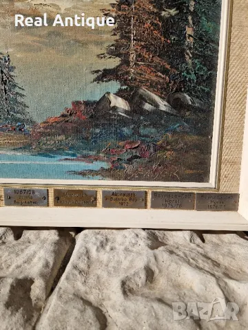 Уникална изключително красива антикварна авторска картина масло върху платно , снимка 8 - Картини - 48555363