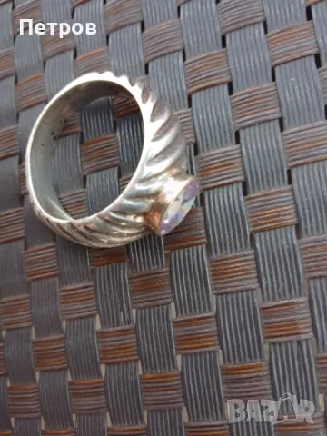 пръстен сребро и злато с аметист , снимка 4 - Пръстени - 47320880