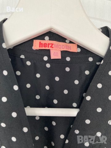 HERZ MODEN копринена рокля на точки, снимка 3 - Рокли - 41332835