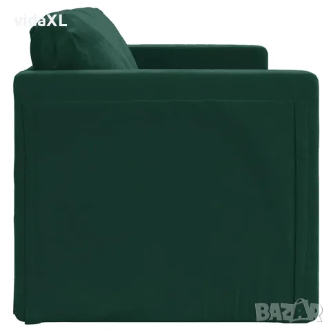vidaXL Подов разтегателен диван 2-в-1 тъмнозелен 122x204x55 см кадифе, снимка 6 - Дивани и мека мебел - 56147274