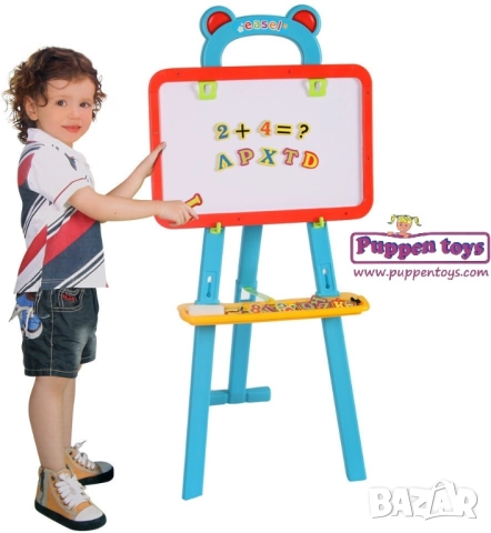 Дъска 3 в 1 за писане и рисуване на стойка + магнити, снимка 4 - Рисуване и оцветяване - 52886896