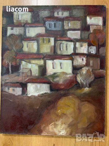 ТОДОР ИГНАТОВ масло/платно градси пейзаж, снимка 3 - Картини - 33921717