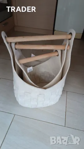 кошници кошове от тъкан филц текстил плетени дървени дръжки за дрехи играчки инвентар вещи, снимка 3 - Други - 44683262