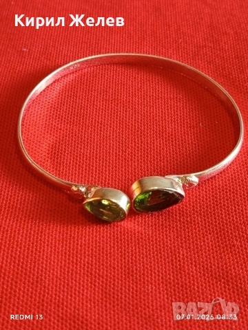 Сребърна гривна с ОЛИВИН камък на късмета , хармонията и обновлението има тонизиращ ефект 52532, снимка 7 - Гривни - 53015263
