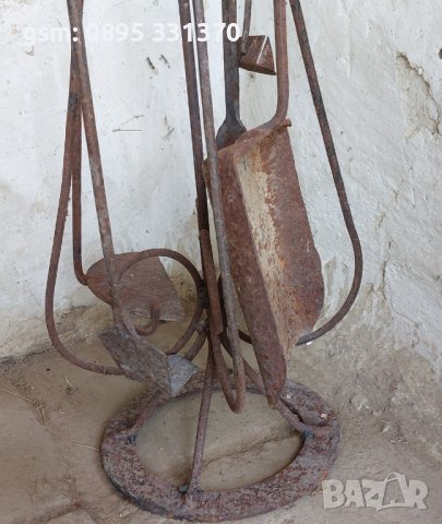 Комплект Инструменти за камина със стойка, от ковано желязо, ръжен, снимка 6 - Други - 41656472