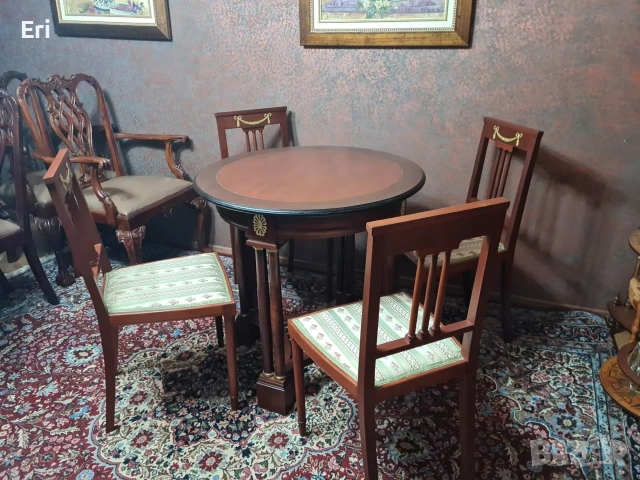 Антична Кухненска маса с 4 стола, снимка 6 - Маси - 53122203