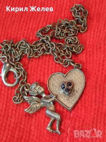 ПОСРЕБРЕНО АМУРЧЕ СЪРЧИЦЕ с 3 МАРКАЗИТА РЕТРО ВЕРИЖКА ВИНТИДЖ БЕЛ ЕПОК ПЕНДАНТ МЕДАЛЬОН 25167