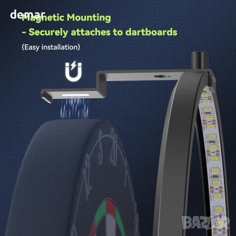 STASUN 360° светлина за дартс, бяло LED осветление, 12W 6500K, магнитно, снимка 3 - Дартс - 51951410