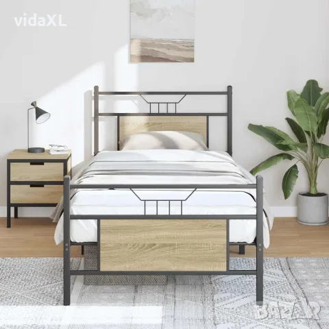 vidaXL Рамка за легло без матрак сонома дъб 80x200 см инженерно дърво, снимка 4 - Спални и легла - 56147486