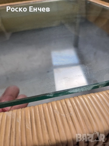 Ратанова масичка със стъкло 1см., снимка 4 - Маси - 52425692