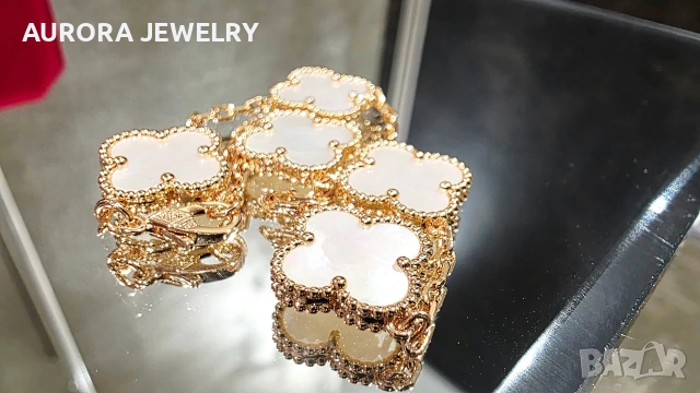 Van Cleef & Arpels VCA 5 Rose Gold Mother Pearl Alhambra Дамска Гривна, снимка 7 - Гривни - 53243342