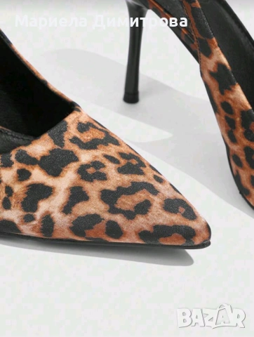  чисто нови дамски леопардови обувки на ток, снимка 6 - Дамски елегантни обувки - 53592345