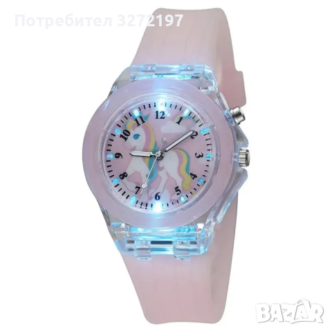Комплект детски кварцов часовник Еднорог,силиконова каишка + гривна в метална кутия, снимка 5 - Детски - 44803876