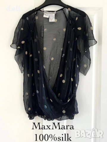 Max Mara Original Size M 100% Коприна , снимка 2 - Ризи - 51826224