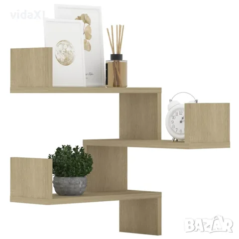 vidaXL Стенни ъглови рафтове, 2 бр, дъб сонома, 40x40x50 см, снимка 8 - Ракли - 56147794