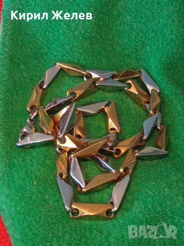 ВЕЛИКОЛЕПЕН ФЕШЪН АРТ ЛАНЕЦ - МЕДЕН с ЛЪСКАВА БЛЕСТЯЩА ЖЪЛТА и БЯЛА ПОЗЛАТА МАГНИТ НЕ го ЛОВИ 13773