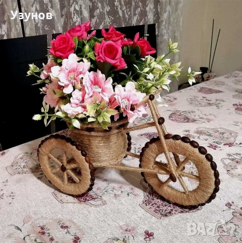 Декоративно колело триколка, велосипед с цветя за декорация, декор, украса за дома, снимка 11 - Декорация за дома - 22786655
