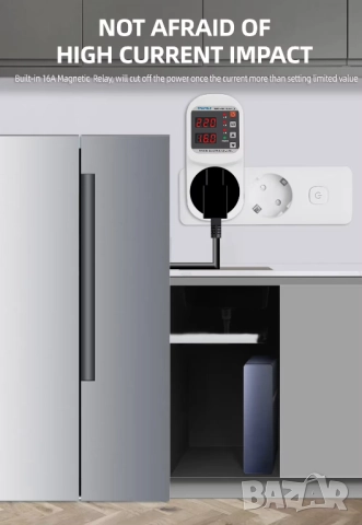 Taxnele Регулируем 16A AC 230V предпазител от пренапрежение за контакт, снимка 9 - Друга електроника - 52696270