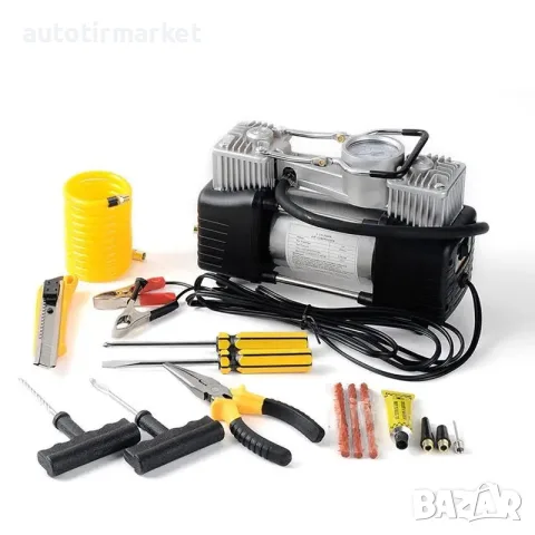 Двуцилиндров компресор за гуми 12V, 150 PSI, 55 л – NA618, снимка 5 - Аксесоари и консумативи - 56054227