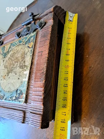 ретро дървена кутия книга с метален обков      15/4, снимка 10 - Антикварни и старинни предмети - 48974199