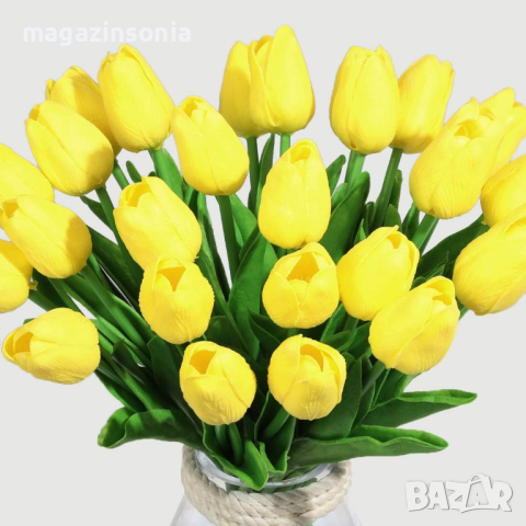 Красиви изкуствени лалета за пролетно настроение, снимка 3 - Изкуствени цветя - 44656194