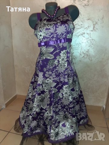 Рокля в лилаво и бяло , снимка 7 - Рокли - 35937504