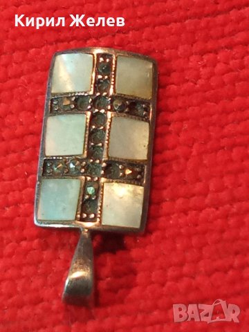 СРЕБЪРЕН СЕДЕФЕН АРТ МЕДАЛЬОН СРЕБРО 925 с ШЛИФОВАН КРАЛСКИ СЕДЕФ и МАРКАЗИТИ ЧАСТ от КОПЛЕКТ 27751, снимка 7 - Колиета, медальони, синджири - 41638264