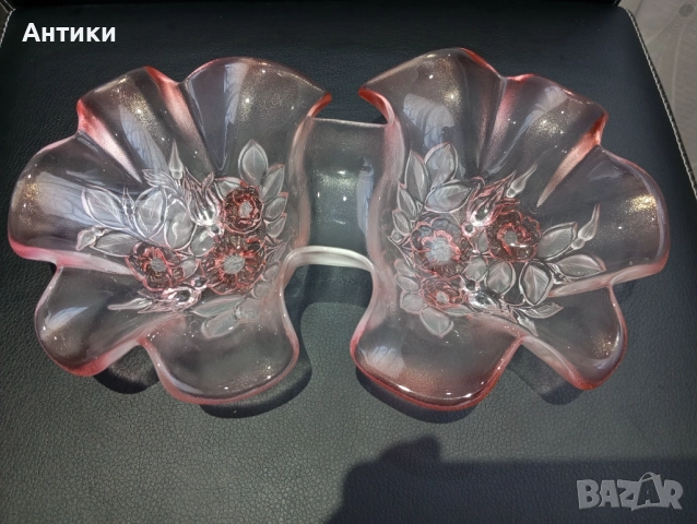 Кристална двойна купа , снимка 2 - Прибори за хранене, готвене и сервиране - 52627525