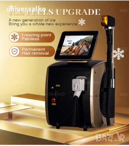 Диоден лазерен епилатор с охлаждане, 3 дължини на вълната, 3000W, снимка 8 - Козметични уреди - 51976250