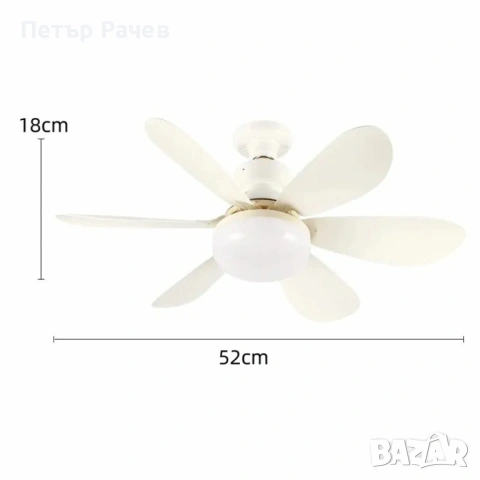 Вентилаторна лампа с LED, дистанционно, 40W, снимка 6 - Вентилатори - 53778230