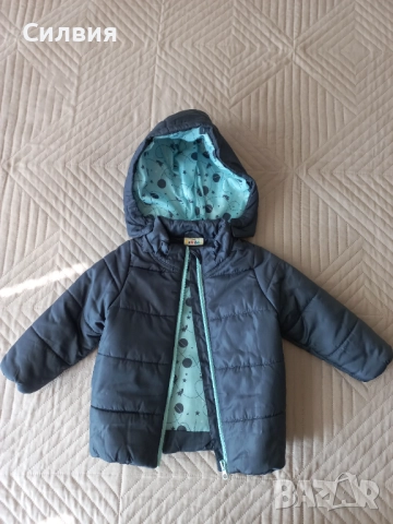 Детско зимно яке за момче Kuniboo, размер 74-80, с качулка, в тъмно синьо. Много запазено
