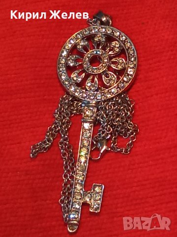 ПОСРЕБРЕНО КЛЮЧЕ - АРТ ПЕНДАНТ МЕДАЛЬОН ИНКРУСТИРАНО с ФАСЕТИРАНИ СКЪПОЦЕННИ КРИСТАЛИ 25169, снимка 4 - Колиета, медальони, синджири - 35363863