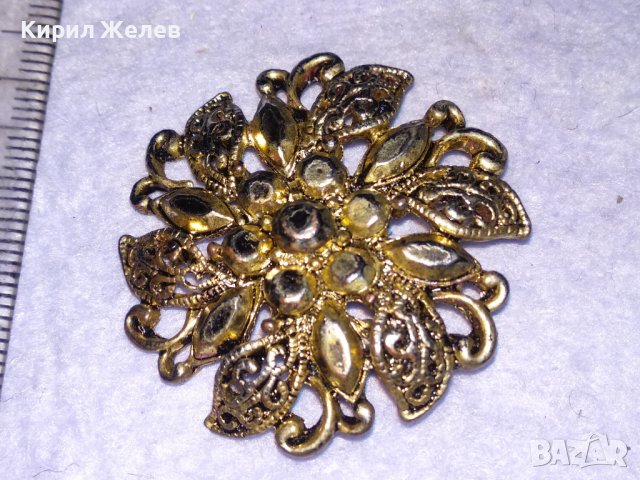ФЛОРАЛНА ПОЗЛАТЕНА АЖУРНА РЕТРО АРТ СТИЛ БРОНЗОВА БРОШКА 37410, снимка 7 - Антикварни и старинни предмети - 41649141