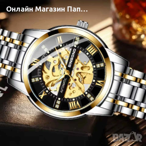 BINBOND 6020 мъжки автоматичен механичен скелетон часовник, снимка 3 - Мъжки - 53198717