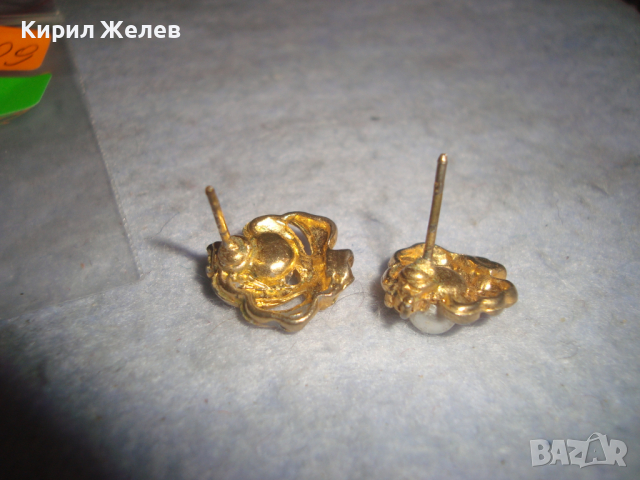 СТАРИ ПОЗЛАТЕНИ ПЕРЛЕНИ ОБЕЧКИ РЕТРО ВИНТИДЖ НАКИТ с МИНИАТЮРНИ ЦИРКОНИ 17609, снимка 2 - Антикварни и старинни предмети - 36439079