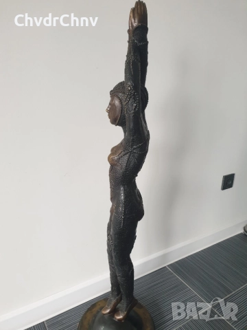 107см-11кг Chiparus статуетка/стара френска бронзова скулптура/голяма фигура на кабаретна танцьорка, снимка 13 - Статуетки - 51742688