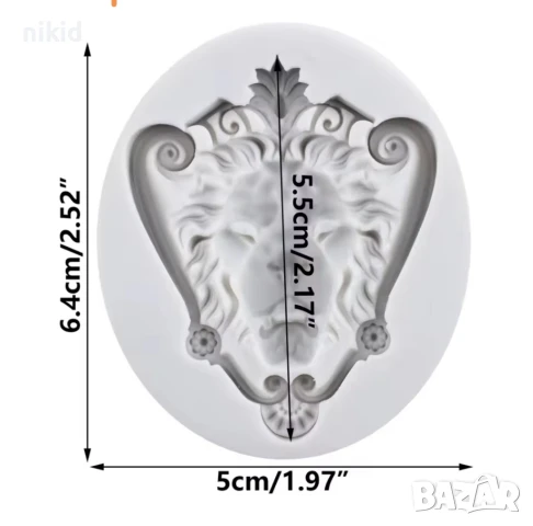 лице муцуна на лъв глава силиконов молд форма фондан гипс декор украса, снимка 2 - Форми - 51360540