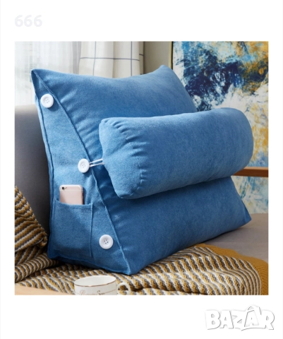 Поддържаща възглавница, longziming, Plus / Памук, 60 x 22 x 50 см, Синя