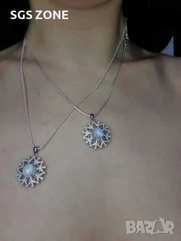 Сребърна Висулка с Лунен Камък, снимка 3 - Колиета, медальони, синджири - 49870653