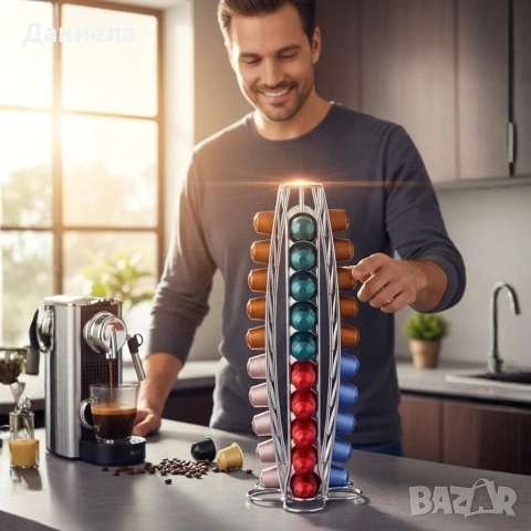Въртящ се диспенсър за кафе Cheffinger, за капсули Nespresso – капацитет 40 капсули, снимка 2 - Други стоки за дома - 53179855