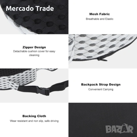 Възглавница с мемори пяна и 3D дишаща мрежа, Противохлъзгаща, За офис, кола, снимка 5 - Аксесоари и консумативи - 53169720