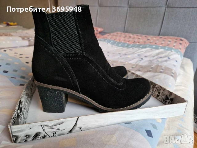 Дамски черни боти от естествен велур, снимка 2 - Дамски боти - 51048153