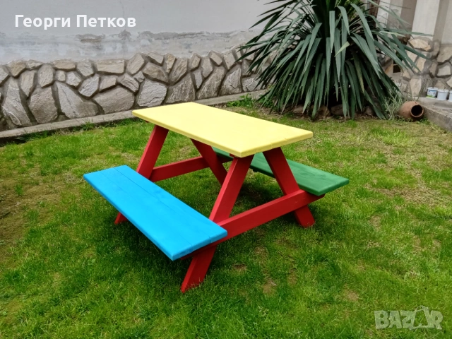 Градинска детска масичка с пейки, цветна., снимка 2 - Други - 53437629