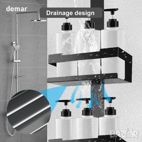 ILIKEPOW Органайзер за душ матово черно с 4 подвижни куки, снимка 5 - Други стоки за дома - 42103546