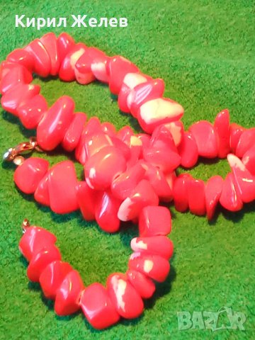 ЧЕРВЕНО КОЛИЕ от КАМЪНИ СТАРО и КРАСИВО 8150, снимка 3 - Колиета, медальони, синджири - 29555901
