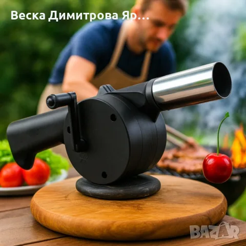 Градинско барбекю на колела, емайлирана стомана, 4 степени + Подарък Сглобяем ръчен вентилатор за ба, снимка 5 - Барбекюта - 56060004