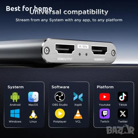 HDTV Game Capture Card 4K, 5 порта, снимка 7 - Аксесоари - 49409159