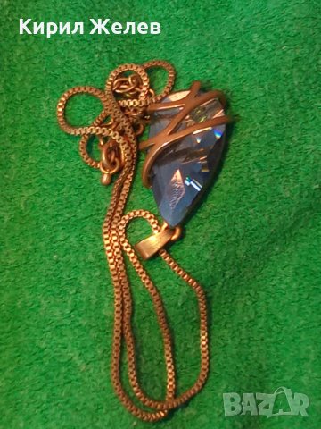 ВИНТИДЖ АРТ КРИСТАЛЕН МЕДАЛЬОН с БРОНЗОВА ВЕРИЖКА 19901, снимка 4 - Колиета, медальони, синджири - 35228100
